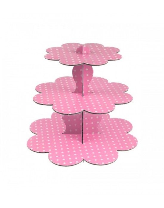 Pembe Puantiyeli Muffin Stand