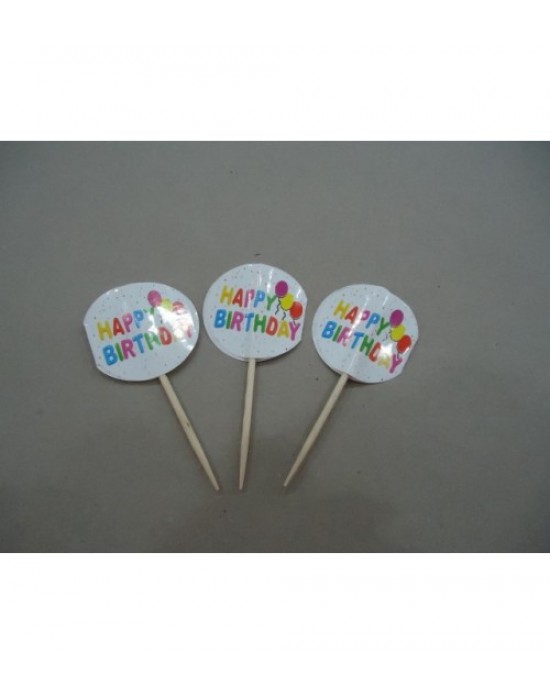 Cupcake Bayrağı Pembe Happy Birthday 10 Adet