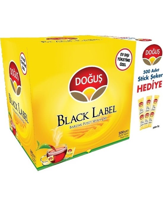 Doğuş Black Label Bardak Poşet 500x2 Gr. (500 Ad.x3 Gr. Stick Şeker Hediye)